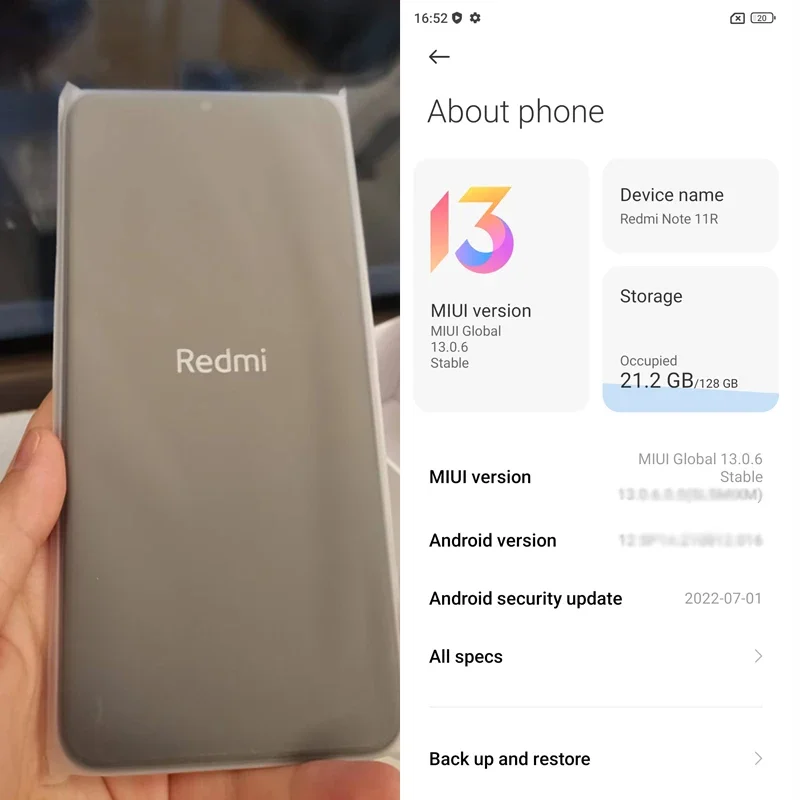 Global Rom Xiaomi Redmi Note 11R 8GB 128GB MTK700 5000mAh 5G Smartphone 90 Hz 6.58 "FHD + 13MP Bluetooth 5.1 telefoni cellulari