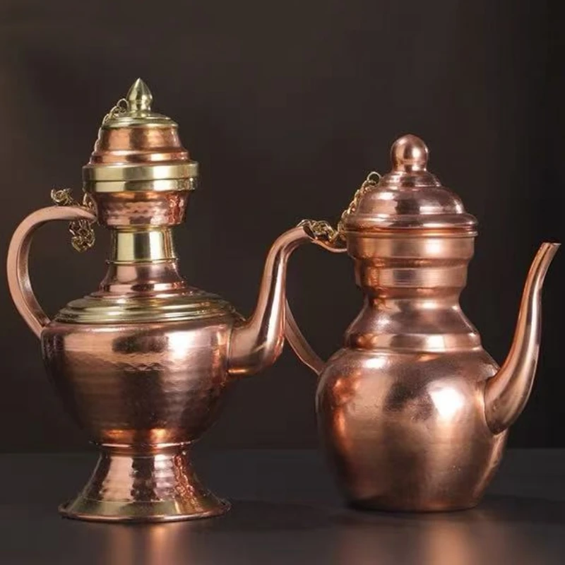 

Buddhist Item Handcrafted Tibetan Red Copper Holy Water Kettle,Nepal Butter Tea Bottle Kettle,Tantric Altars Home Decorative