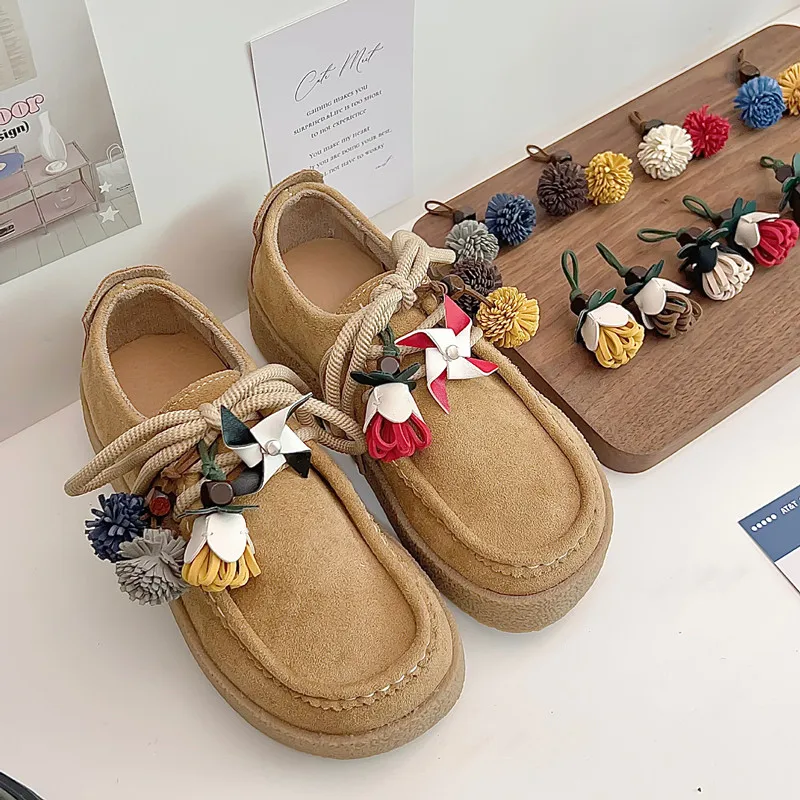 Windmill Tassel Flower Shoelaces Flower Maillard Shoe Buckles Accessories Fit For Sports DE Training Shoes Casual Board Shoes