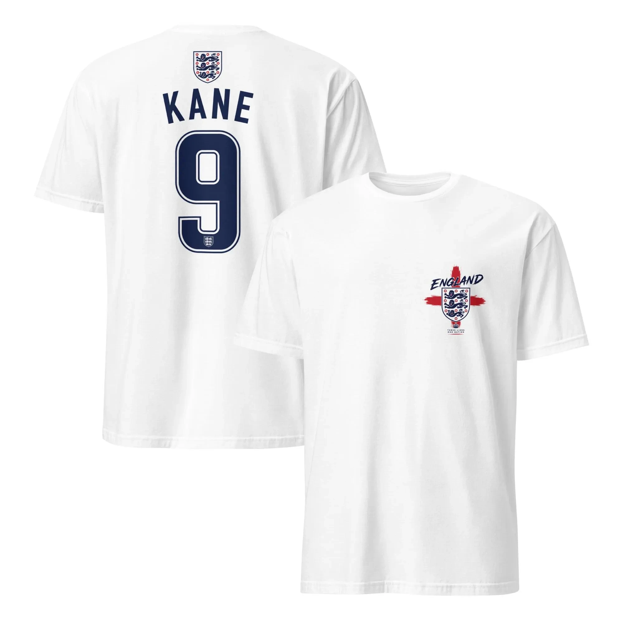 Men Harry Kane No.9 Double Sided T-shirt England Shield Print Short Sleeve Summer Cotton Tee Football Fan Unisex Streetwear Tops