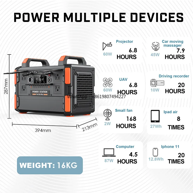 

300Watt 320Wh Lithium Ion Battery Camping Power Station Solar Generator Lifepo4 Portable MPPT Flashlight Cigar Lighter Home