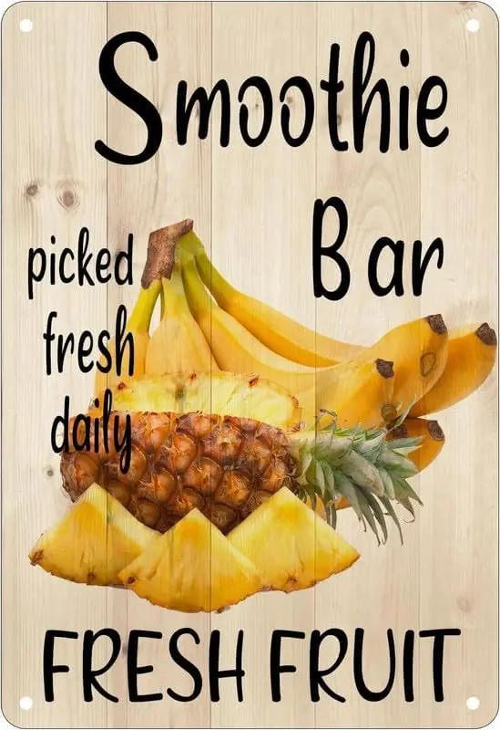 Metal Tin Sign Smoothie Picked Fresh Daily Fresh Fruit Decoration For Shop Garden Bar Cafes Kitchen Wall Decor Plaque Tin Sign 1