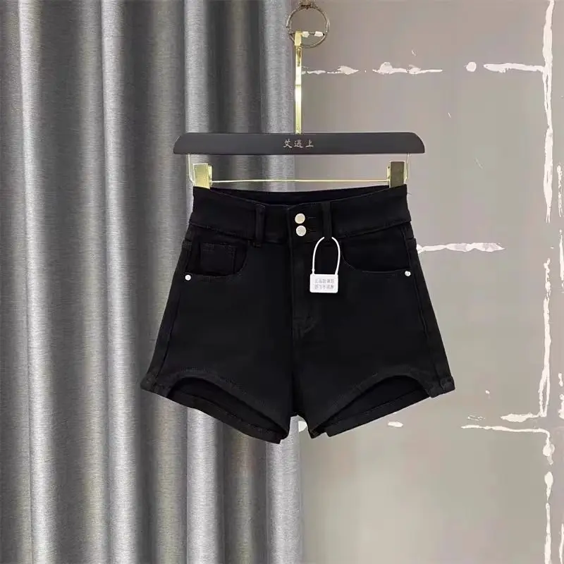 Leopard Print High Waist Denim Shorts Women's New Irregular Fashion Wide-leg Pants Booty Shorts Jeans