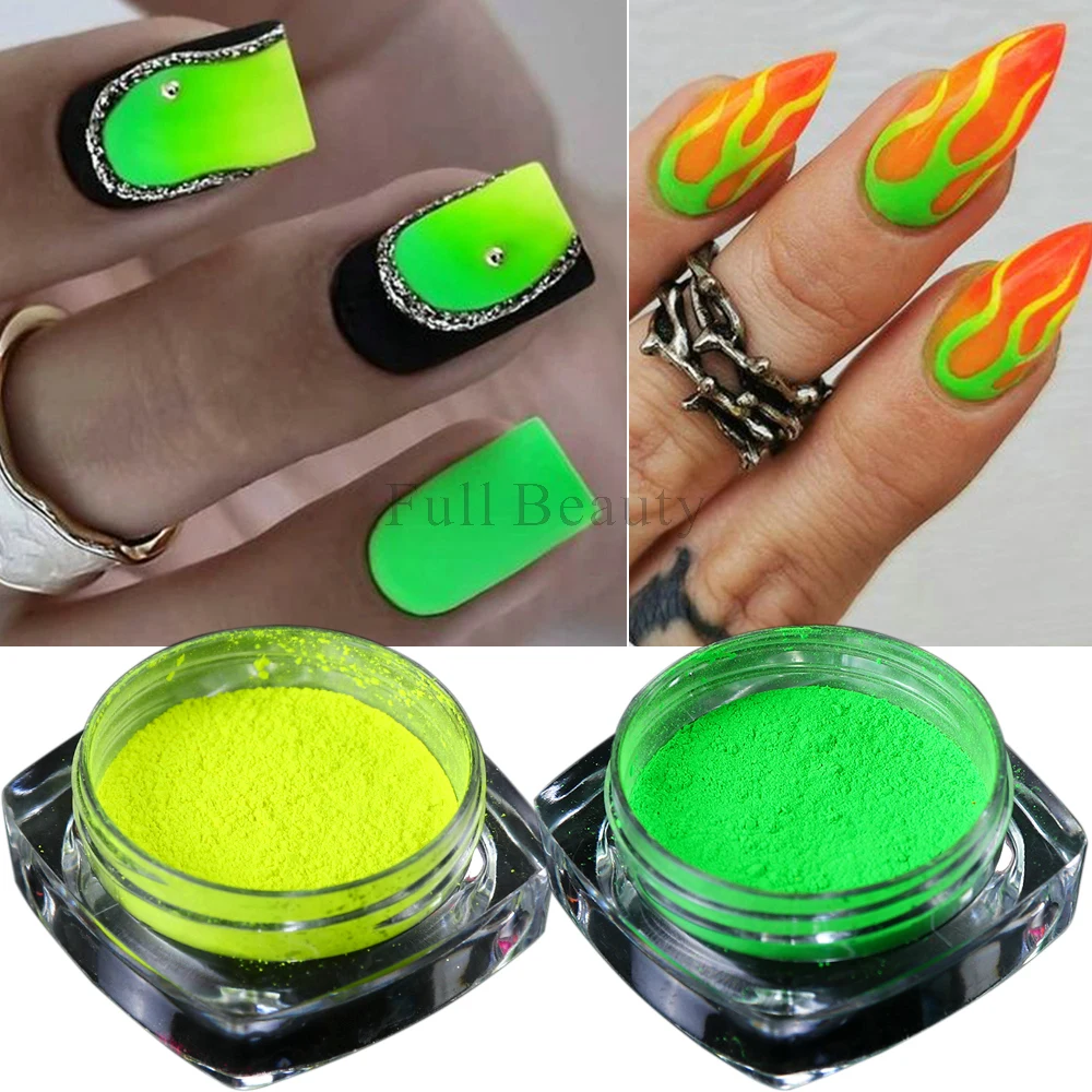 12 sztuk Neon Nail Pigment zestaw flurorecent Glitter letnia dekoracja niebieski różowy Gradient proszek Rub pył Manicure Flakies NTYE01-12