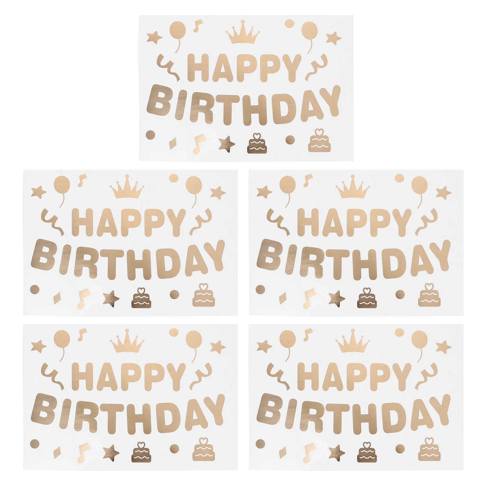5 Pcs Stickers Self-adhesive Birthday Party Decorate Window Clings for Classroom Wall Calendar Happy Decal Sign