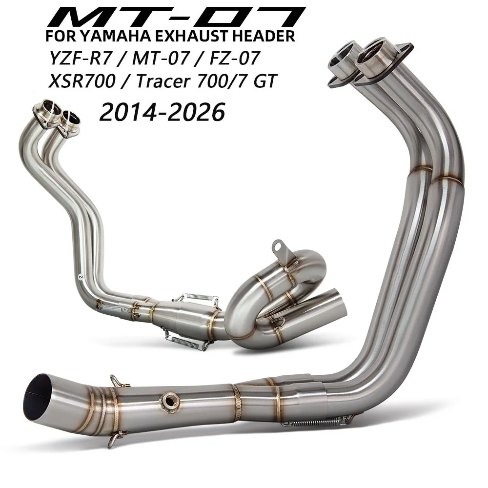 For Yamaha YZF-R7 MT07 FZ07 XSR700 Tracer 700/7 GT 2014-2026 51MM Motorcycle Exhaust Header pipe Racing escape tube accessories