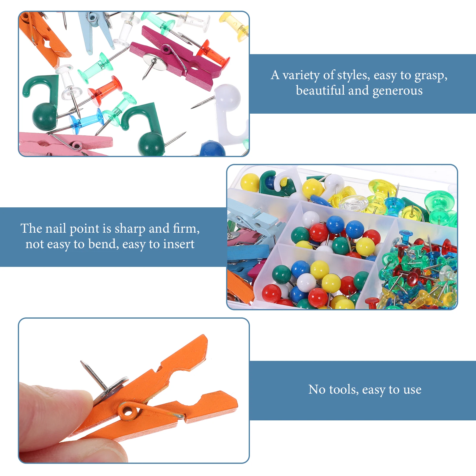 200pcs Office Pushpins Multi-Use Thumb Tacks Bulletin Thumbtacks Map Pushpin Reusable Small Push Pins Durable Compact Thumb Pins