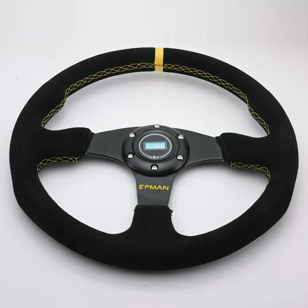 

EPMAN 14-дюймовый гоночный руль 350 мм, автоматический руль, замшевый кожаный руль EP-FXP9988Y