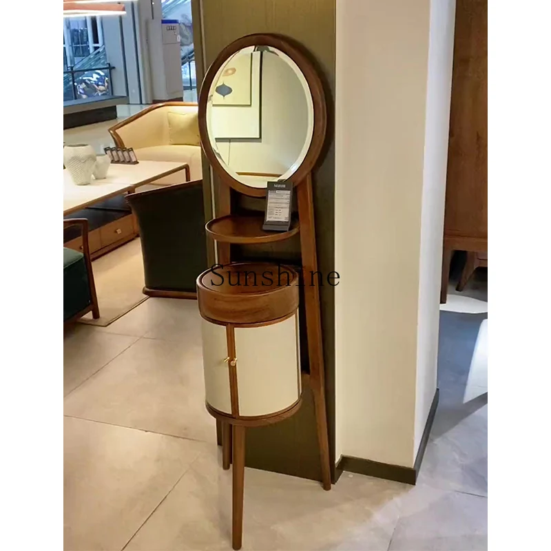 

New Chinese-style solid wood dresser, simple bedroom integrated light luxury mirror makeup table