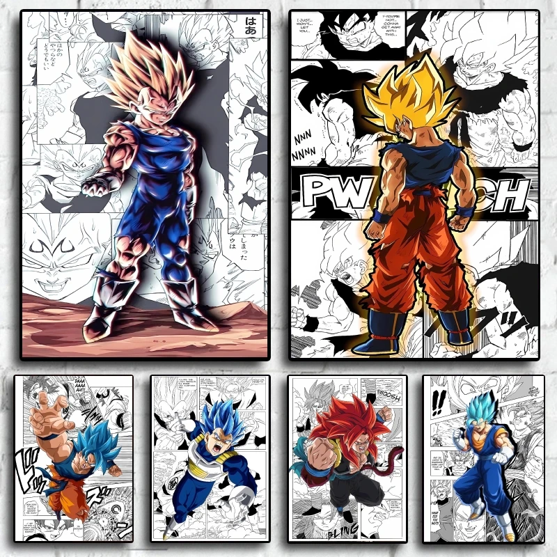 حار أنيمي المشارك لعبة دراغون بول غوكو فيغيتا قماش اللوحة الكرتون صورة أصدقاء الهدايا غرفة المعيشة المنزلي ديكور كلاسيكي #1