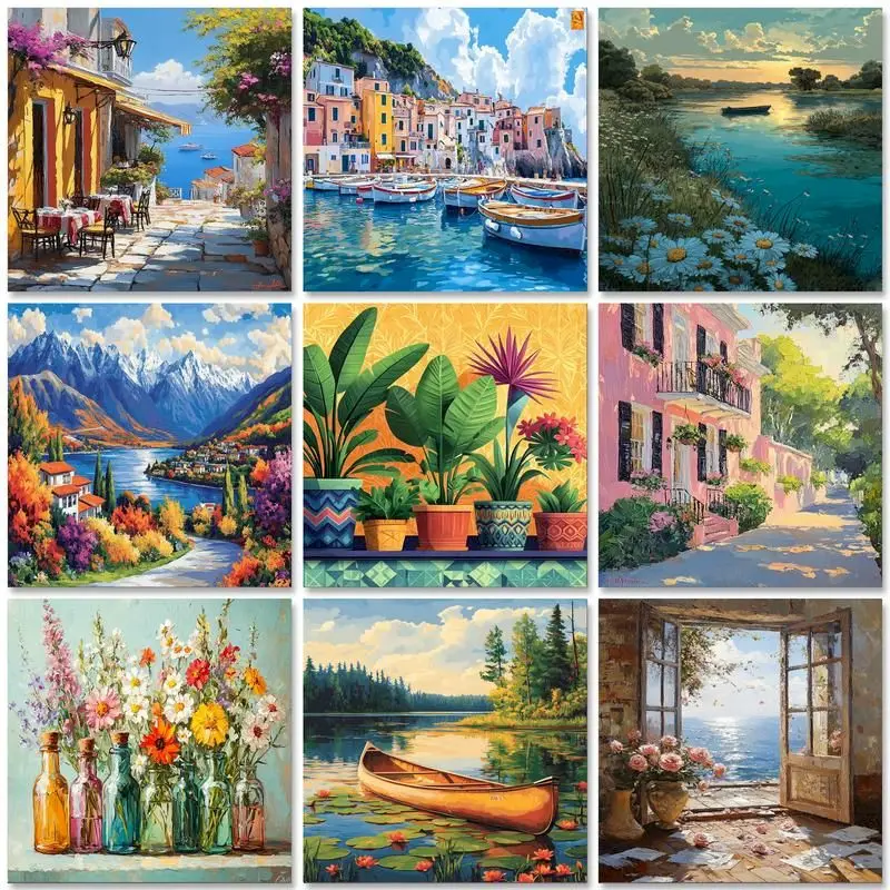 

GATYZTORY Paint By Number Landscape Hand Painted Painting DIY Coloring By Numbers Flowers Kits Art Drawing On Canvas Home Decor