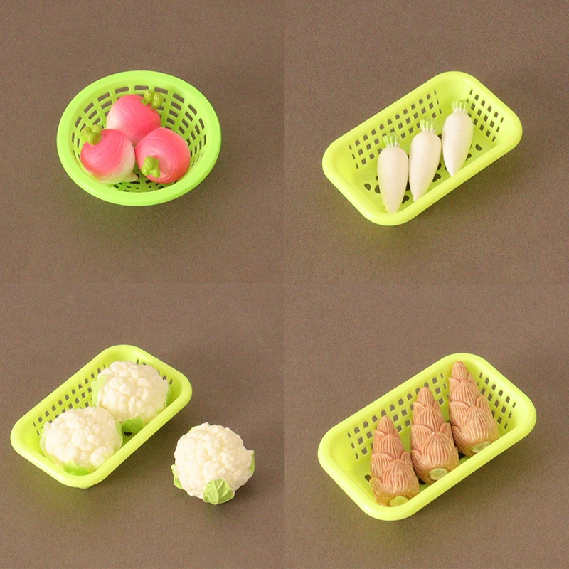 Dollhouse Simulation Vegetable Basket Set Dollhouse Decoration Mini Play Toys Kitchen Life Scene Model Accessories Props