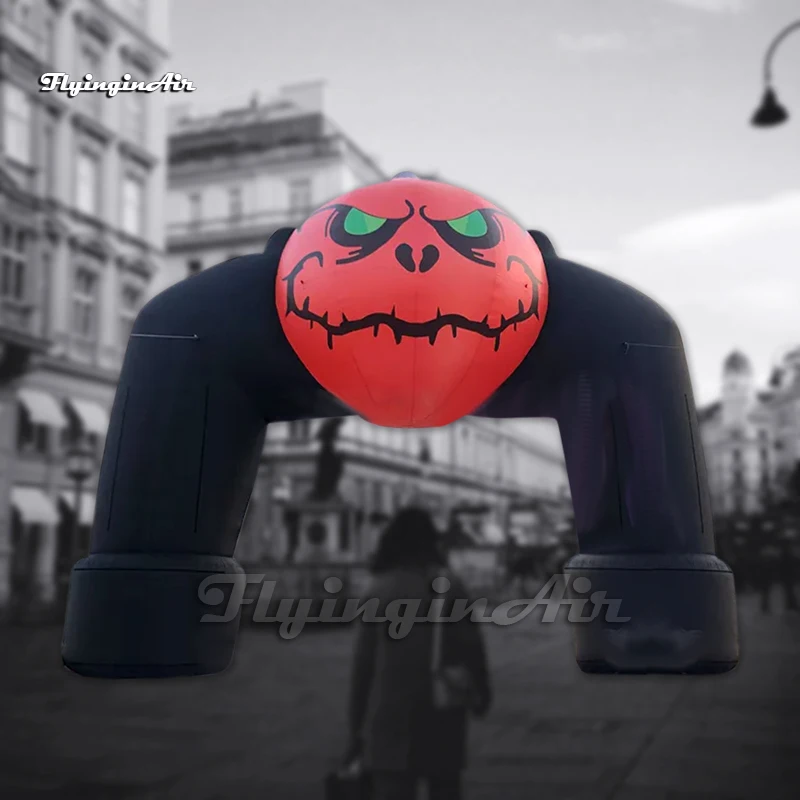 

6m/9m Outdoor Halloween Inflatable Arch Air Blow Up Entrance Gate With A Large Pumpkin Head For Event