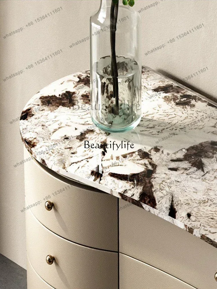 JJ Italian Light Luxury TV Cabinet Modern Minimalist High-End Natural Luxury Stone Marble Chest of DrawerL