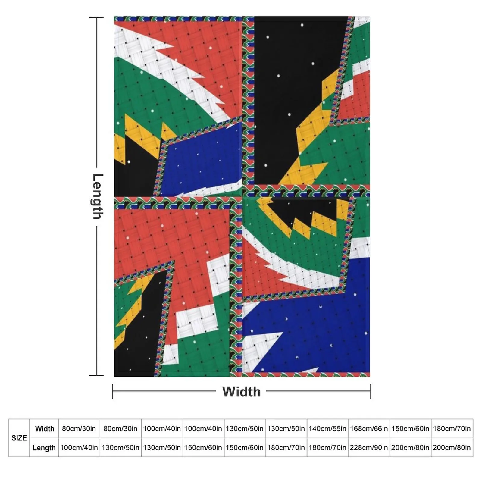 Attractive original abstract geometric artwork, inspired by the South African flag in a vintage style. Throw Blanket