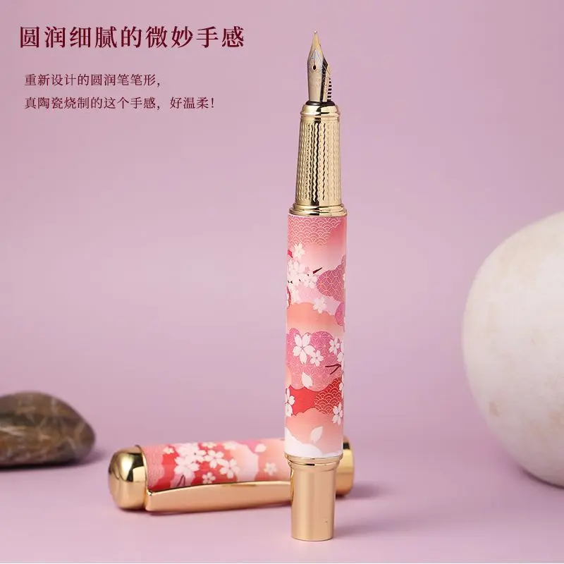 Ceramic Fountain Pen Sakura Elegant Fountain Pen High Aesthetic Bold Ceramic Barrel Gift For Teachers