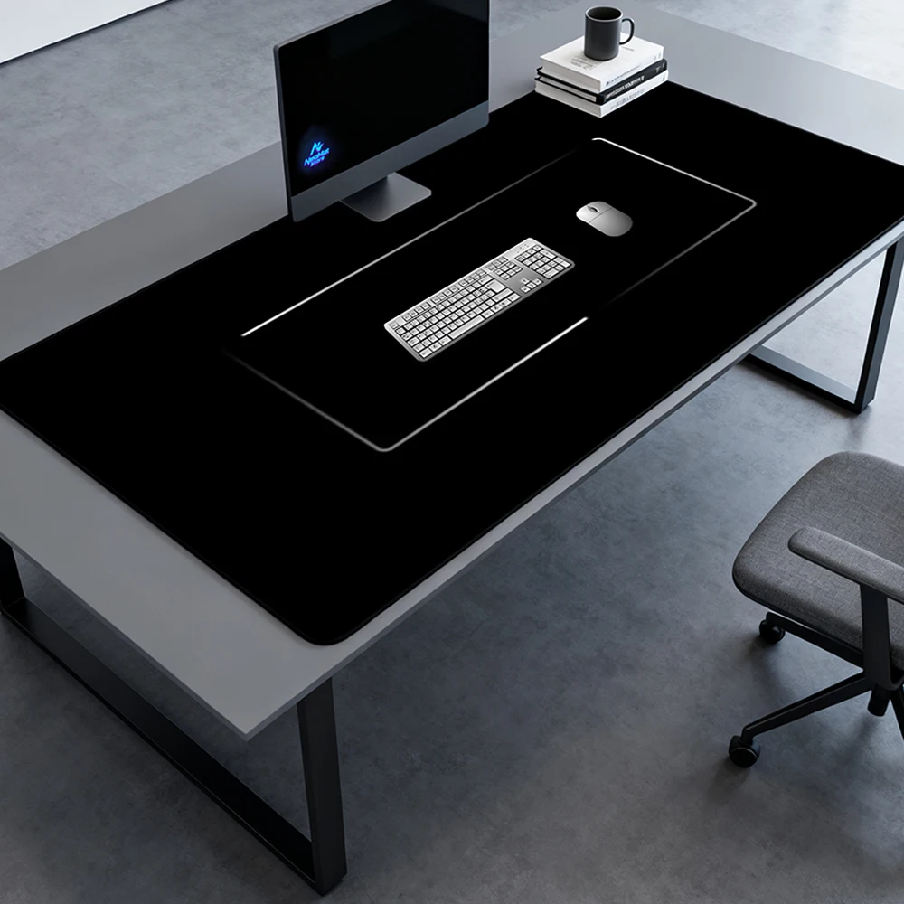 Abstract Mouse Pad Rubber Nonslip Gaming Deskmat 140x60 Sleek Modern Minimalist White Black Line Background 1200x60 Desk Mats