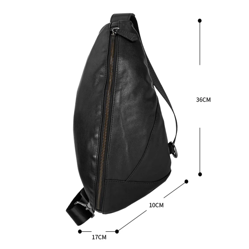 Fashion Genuine Leather Men\'s Chest Pack Shoulder Bag Messenger Sling Bag Small Leisure Bag Crossbody Black M129