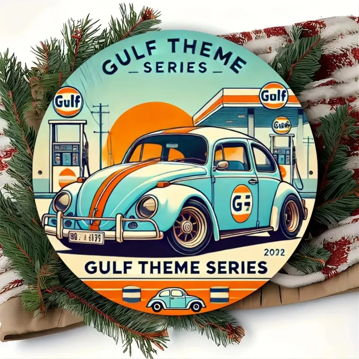 Classic Vintage Bay-Motif Car Sign: Eye-Catching Wall Decoration for Boosting Home & Office Charm