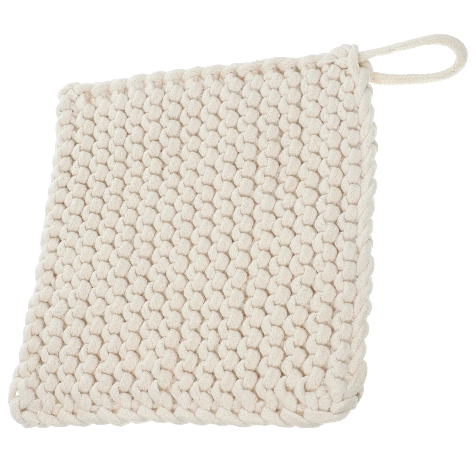 

1pc Woven Cotton White Pad Woven Cotton Mat Thick Handwoven Coaster Anti-Slip Kitchen Table Protective Dining Pot Pad Decor