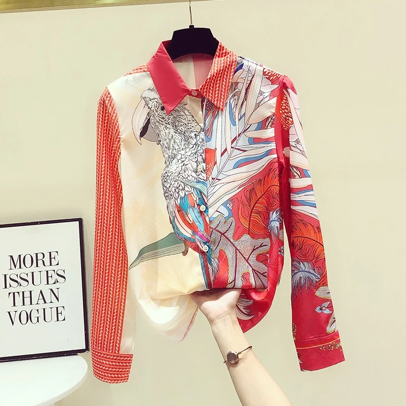 High Quality Floral Print Blouse Women 2022 Fashion Chiffon Long Sleeve All Match Design Spring Summer Tops Shirt Femme