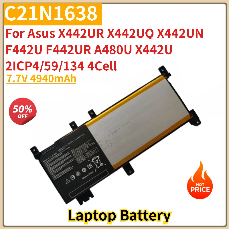 

Высокое качество C21N1638 аккумулятор для ноутбука 7,7 В 4940 мАч для Asus X442UN F442U X442UR X442UQ F442UR A480U X442U Совершенно новый