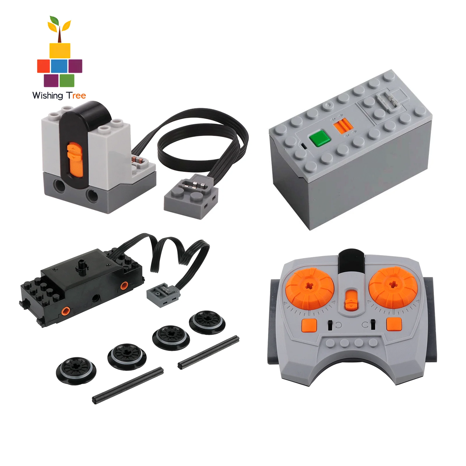 

MOC Train Track Motor Set with IR Remote Control - Compatible with Major Building Bricks for Kids Toys