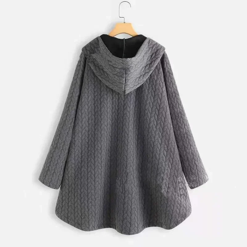 Women Striped Hooded Long Sleeve Coats Casual Knitted Button Outerwear Ladies Winter Autumn Clothes