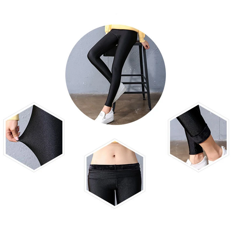 Celana legging M-4XL, legging pinggang tinggi hangat untuk musim dingin wanita ukuran Plus celana kurus hitam tebal elastis kasual modis