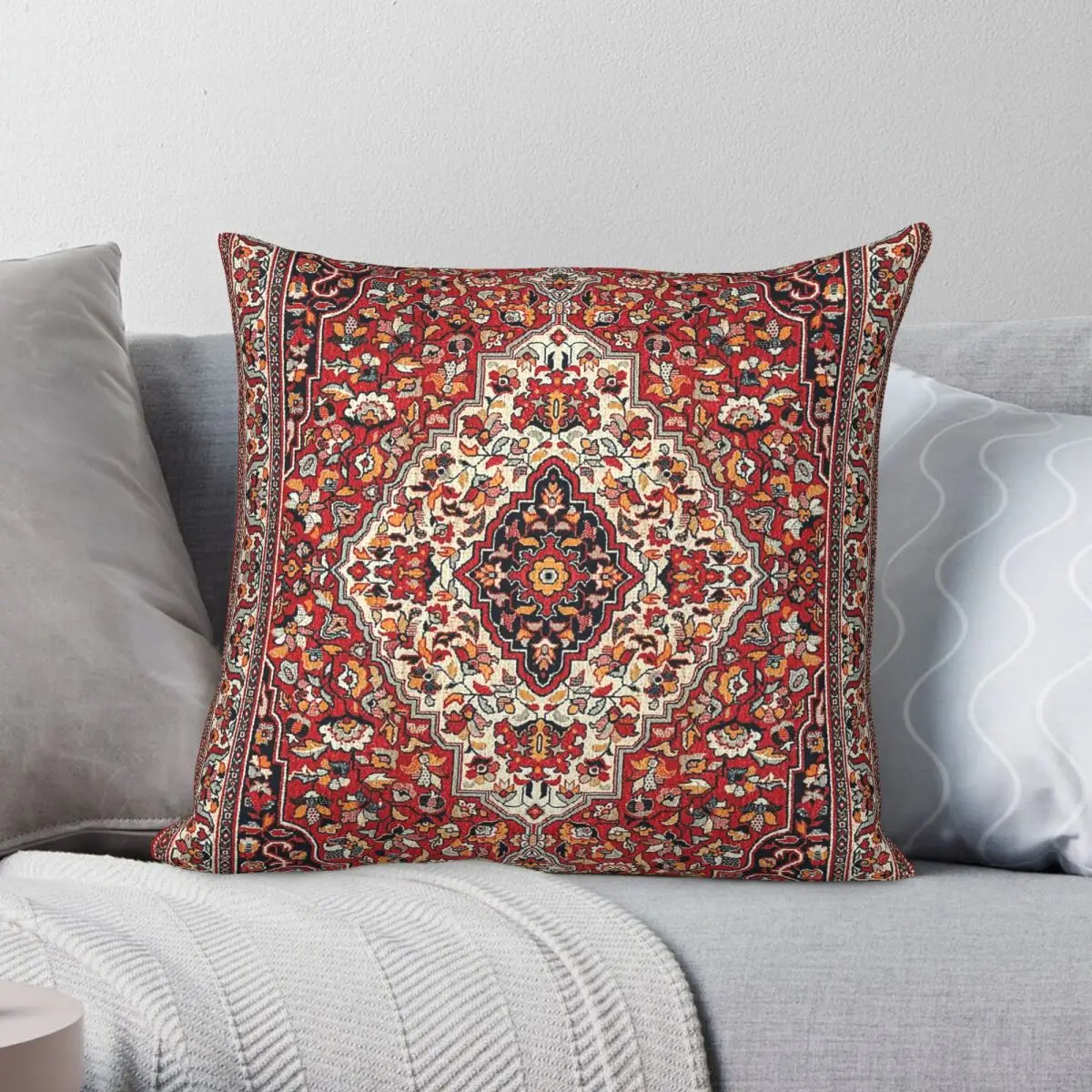 

Oriental Persian Vintage Antique Square Pillowcase Polyester Linen Velvet Creative Zip Decor Throw Pillow Home Cushion Cover 18"
