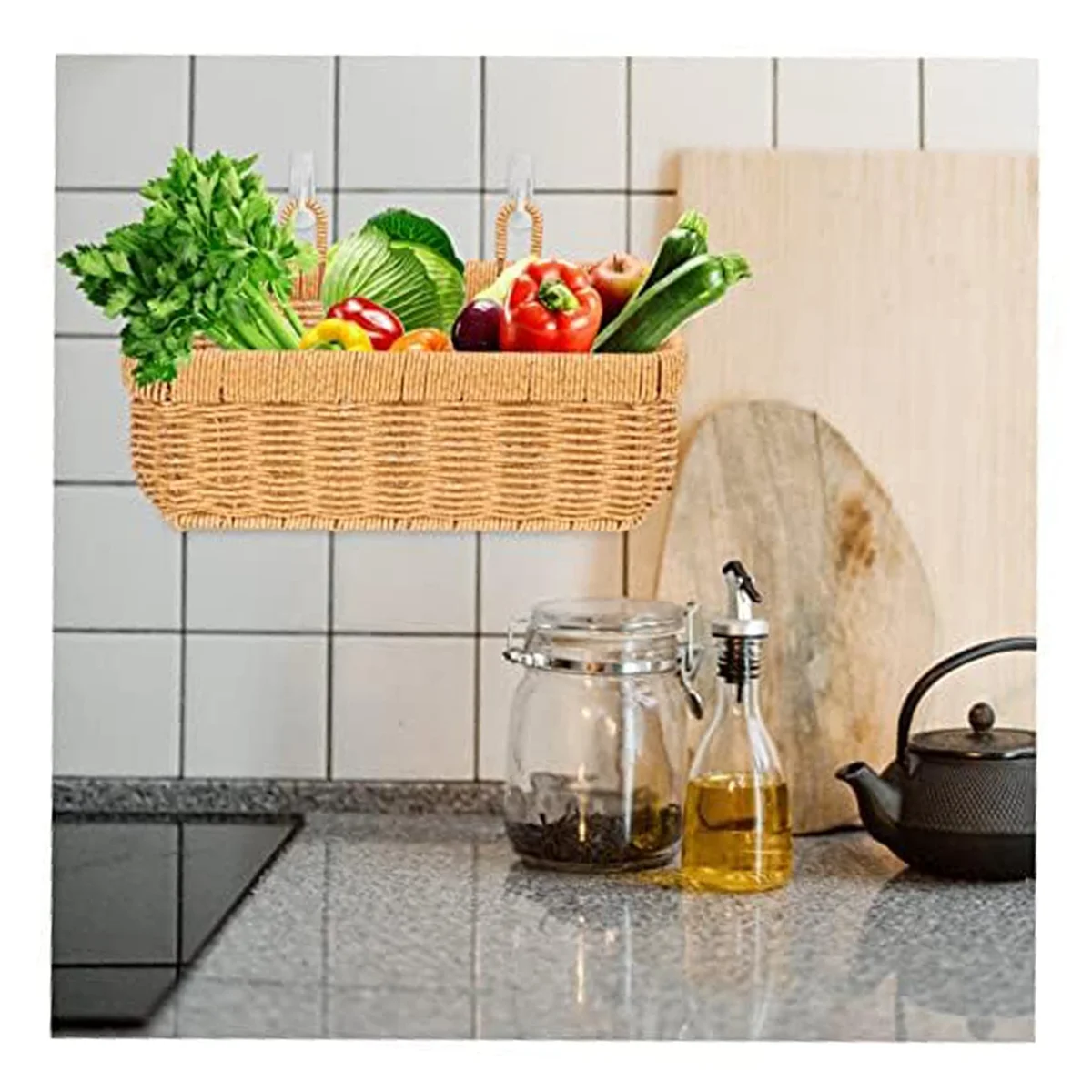 Ginger Garlic Storage Basket Pantry Sundries Organizer Sundries Storage Bin Wall Mount Basket Wicker Garlic Basket-B