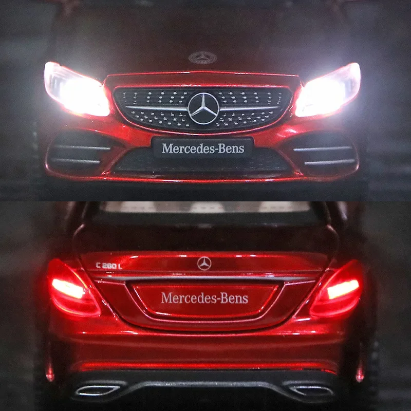 2021 New Diecast Model Cars 1:32 Alloy Miniature Mercedes Benz C260L Metal Vehicle Pull Back for Children\'s Gifts Collection Toy