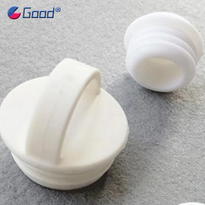 White  Silicone Mop Bucket Drain Stopper with Handle Round Drainage Outlet Hole Plug for Mop Bucket