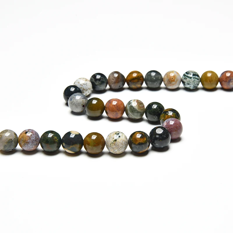 4m6m8m Großhandel runde natürliche Ozean Achat Jaspis Stein Perlen natürliche Edelstein Perlen DIY lose Perlen für Schmuck machen Strang – Detail 4