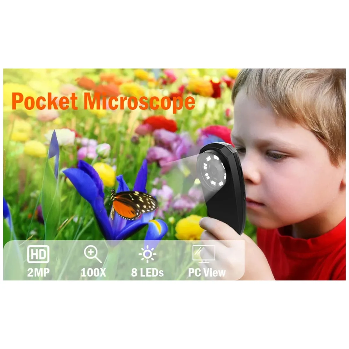 AA98 Digital Handheld Microscope 1080P 500X Video Microscope with Magnifying Glass 8LED for Electronics Coins Jewelry Repair