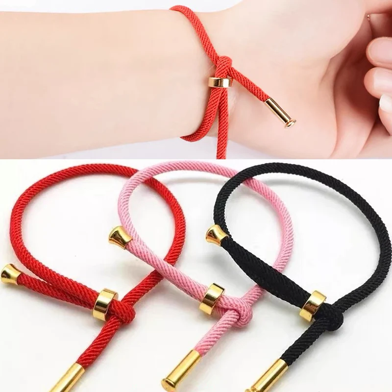 1Pair Lucky Red Bracelet Metal Adjustable Bracelet for Women Man Red Thread Rope Couple Bracelets DIY Bangle Jewelry Accessories