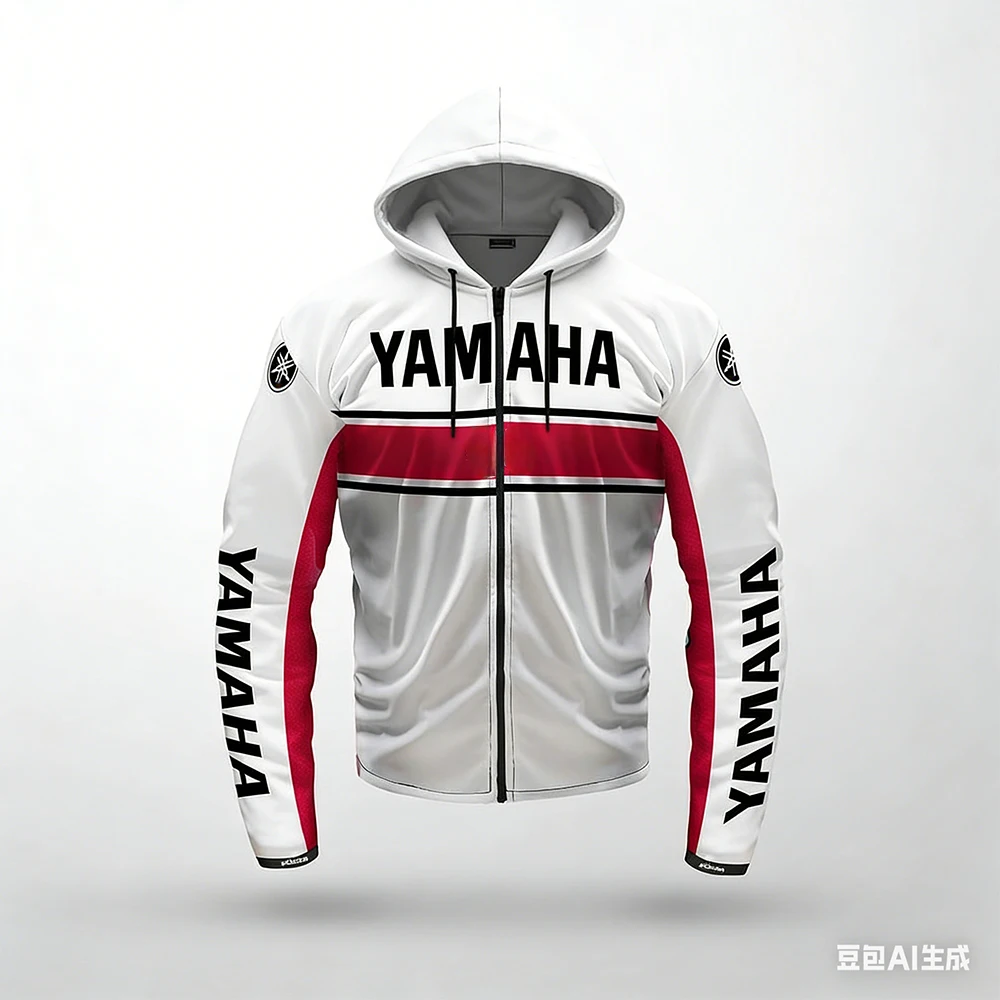 

Новая толстовка с капюшоном на молнии Yamaha 2026 года, белая, для гоночной команды, летняя, мужская и женская, оверсайз, дышащая, удобная