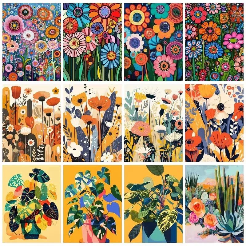 Diamantmalerei, bunte Blumen, Mosaik, handgefertigtes Kunstwerk, vollständige Rund-/Quadrat-Diamanten, ideal für Anfänger, ein exquisites Geschenk, zur Dekoration von Wohnräumen.