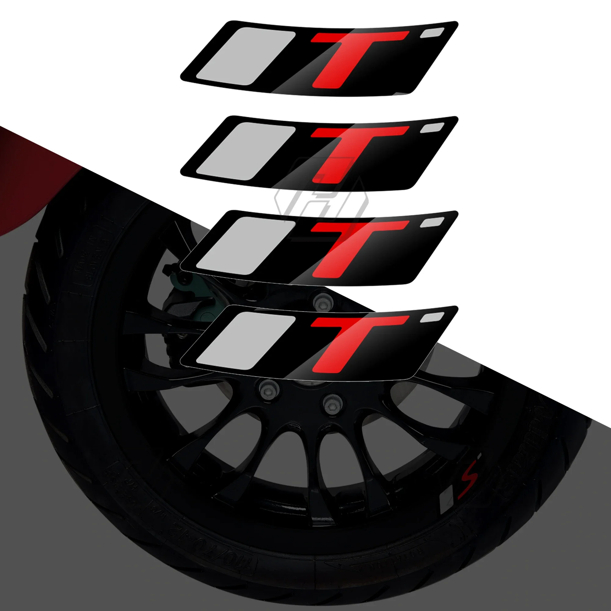 

Motorcycle Wheel Decal Reflective Sticker Case for Vespa 12" GTS Supersport