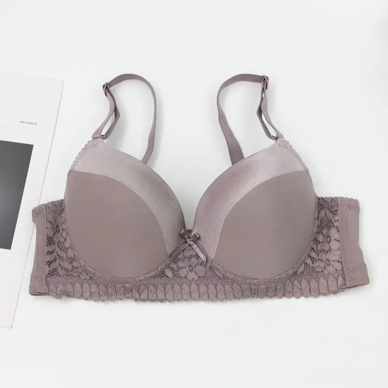 DaiNaFang Push-Up-BHs für Damen, Rosa, Blau, Schwarz, Grau, Beige, Weiß, Burgunderrot, Unterwäsche, Spitze, minimiert nahtlose Dessous – Detail 12