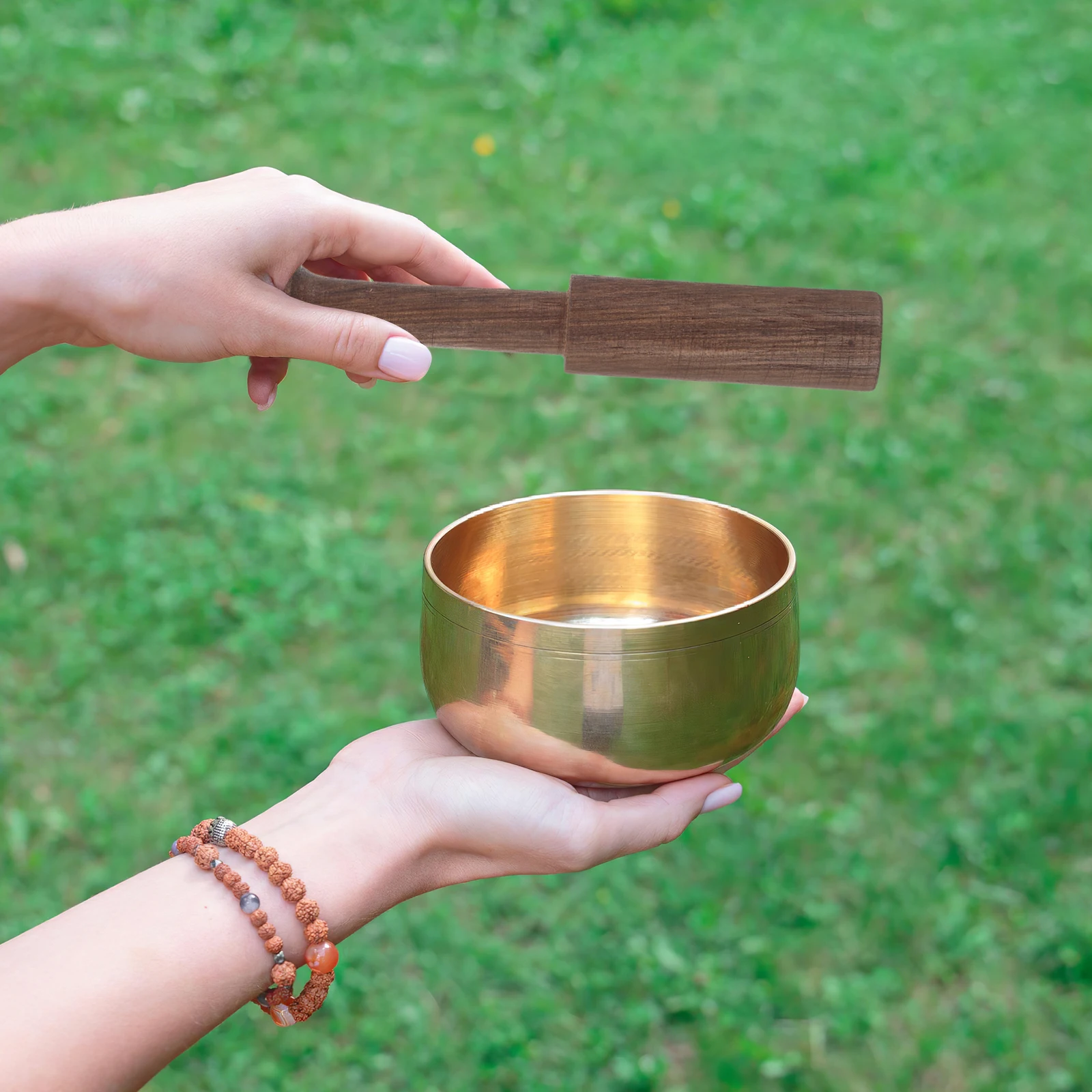 Baqueta para Cuenco Tibetano, Hecha a Mano en Nepal, Madera y Cobre, para Meditación, Yoga, Terapia de Sonido, Accesorios para Instrumentos