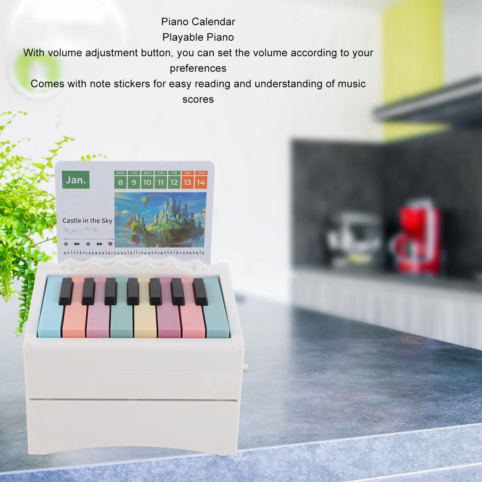 Calendário de piano recarregável usb, piano jogável, 52 cartões de calendário semanal com partitura de música, calendário de mesa de piano jogável