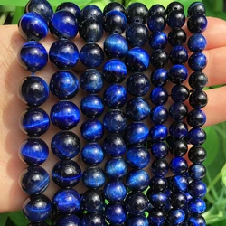 A++ Natural Stone Beads Blue Tiger Eye Round Beads For Jewelry Making 4 6 8 10 12mm DIY Bracelet Necklace Accessories 15''