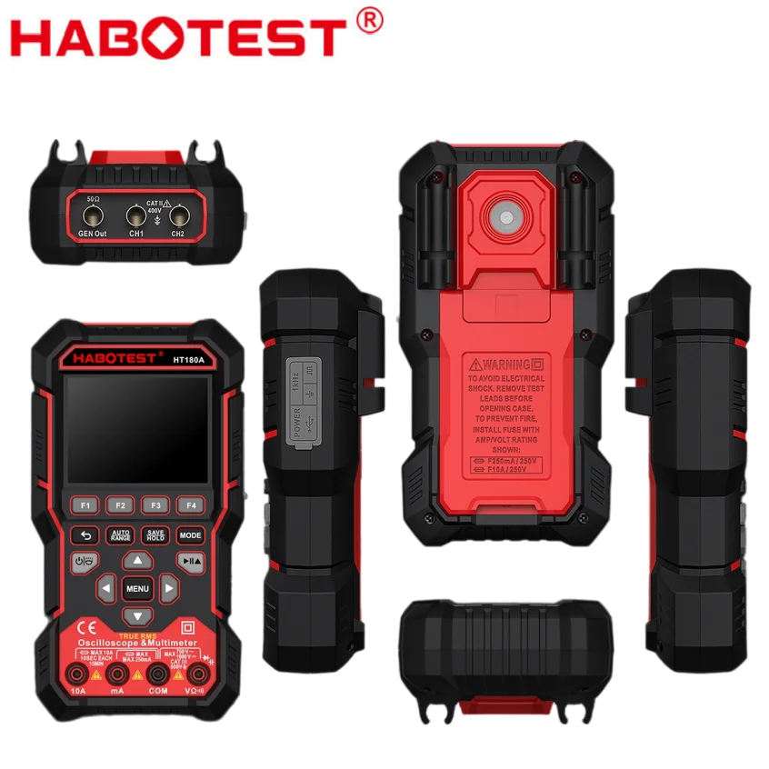 HABOTEST Digital Oscilloscope Multimeter 50MHz Dual Channel Signal Generator True RMS 25000 Counts 3.2-inch LCD Handheld Tester