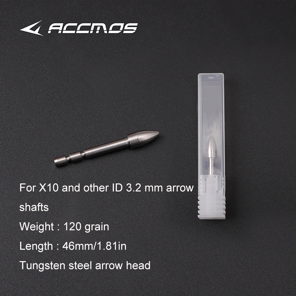 New Tungsten Steel Arrowhead Arrow Point Tips 120 Grains For X10 Arrow Shaft And ID 3.2mm Shaft DIY Archery Shooting Accessory