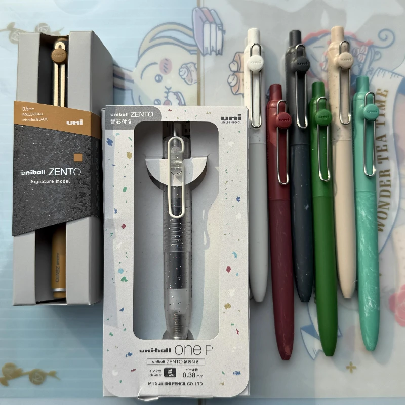 uni Zento Neues Modell Druckknopf-Gelstift (Limitierte Auflage), 0,38~0,7mm Sortierte Farben Schnelltrocknende Tintentechnologie Wasserstift mit Original-Nachfüllung