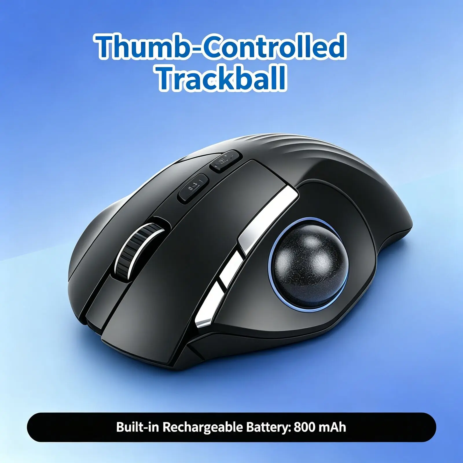 Wireless Tri Mode Trackball Mouse 9 Keys Ergonomic Bluetooth 2.4Ghz Thumb Rechargeable Computer Rollerball Mice For PC Laptop