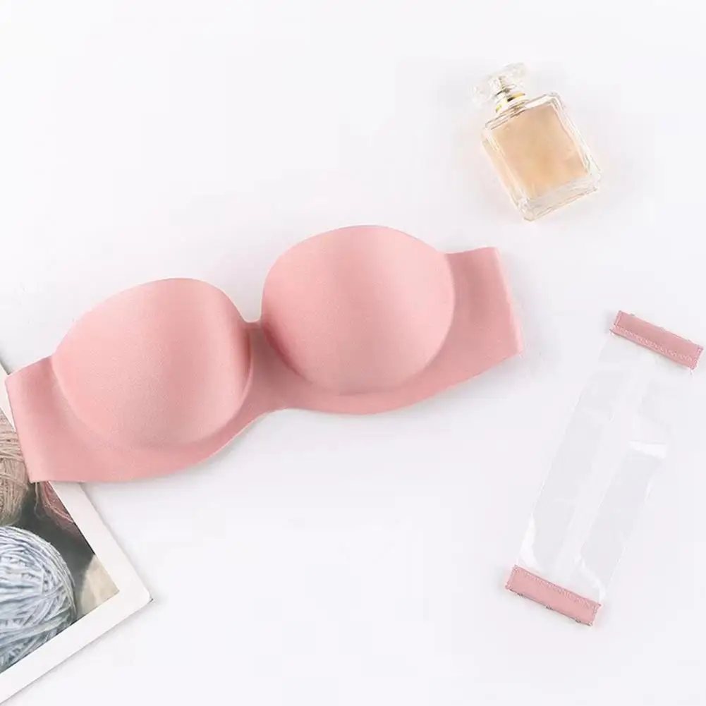 Strapless Push-up Bra Wide Elastic Strap Support Bra Wireless Push Up Bandeau Bra for Women Anti-slip Tube Top with for Ladies