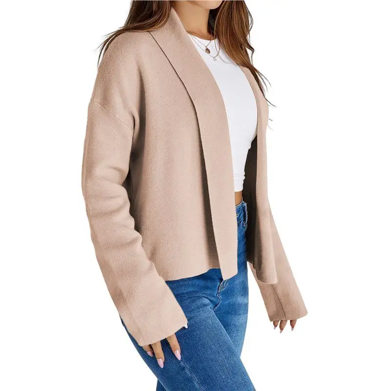 

ABP-Женский укороченный кардиган с открытой шалью спереди, осень 2021, модный свитер с длинными рукавами, куртка