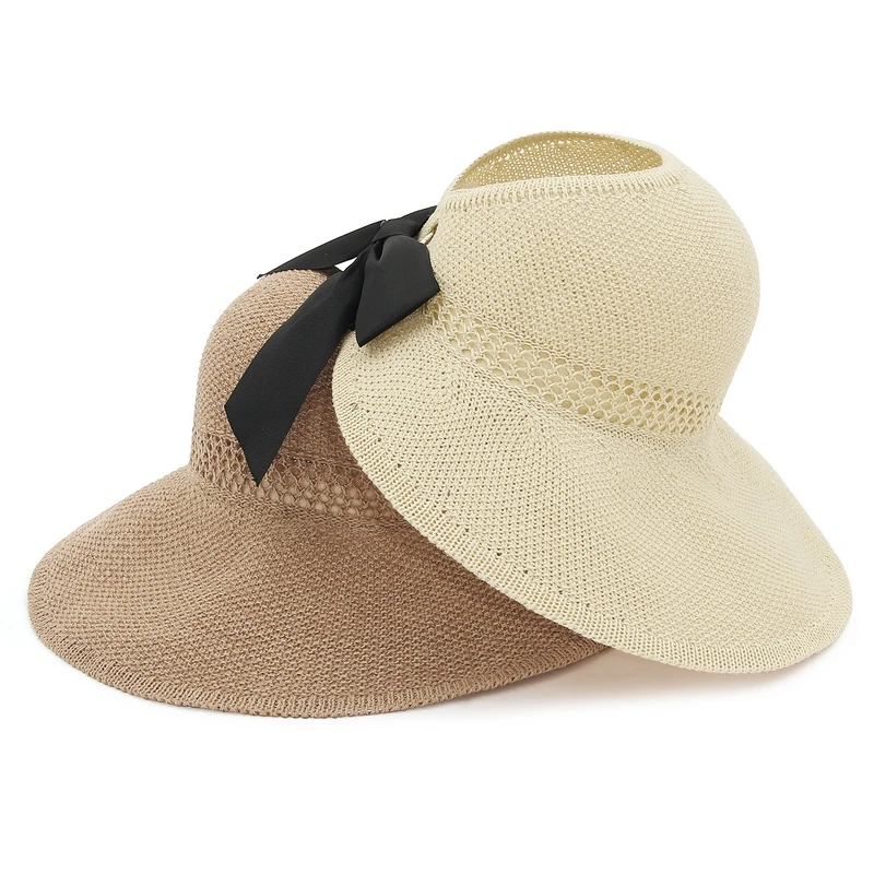 

GEMVIE Elegant Women Wide Brim Bucket Hat Empty Top Bowknot Summer Travel Beach Sun Hats